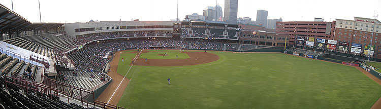 Panoramic view of Oklahoma City's Bricktown Ballpark
