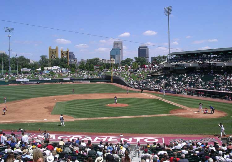 Raley Field with the Sacramento skyline in the background