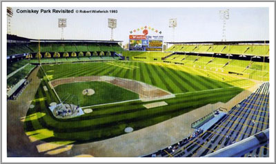 Framed Comiskey Park Revisited lithograph