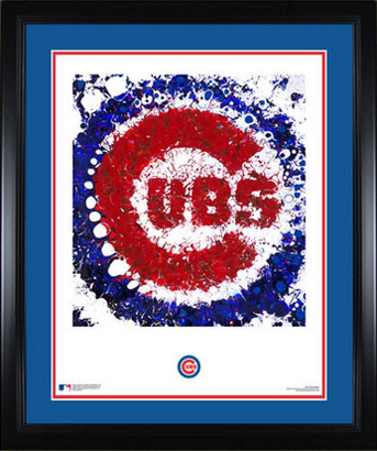 Framed and matted Cubs logo art
