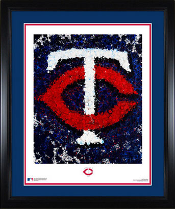 Framed and matted Twins logo art