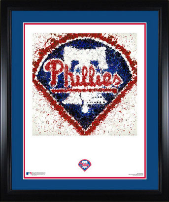 Framed and matted Phillies logo art