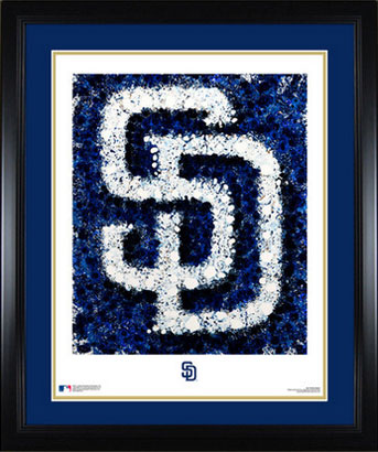 Framed and matted Padres logo art