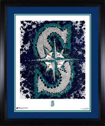 Framed and matted Mariners logo art