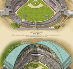 Ballparks of Milwaukee illustrated poster