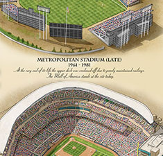 Ballparks of Minnesota illustrated poster