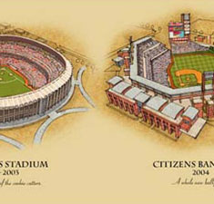 Ballparks of Philadelphia illustrated poster