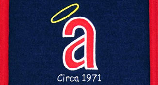 1971 era Angels logo on team heritage banner