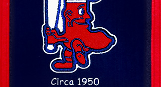 1950 era Red Sox logo on team heritage banner