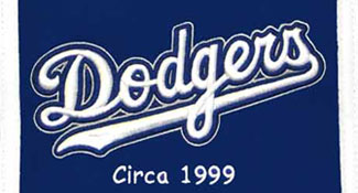 1999 era Dodgers logo on team heritage banner