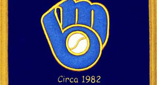 1982 era Brewers logo on team heritage banner