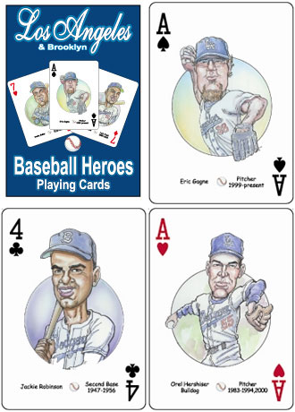 Los Angeles Dodgers baseball heroes playing cards