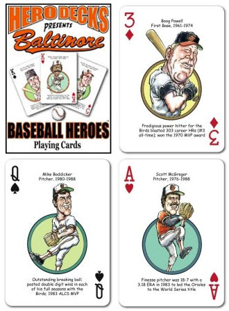 Baltimore Orioles baseball heroes playing cards