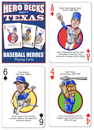Texas Rangers baseball heroes playing cards