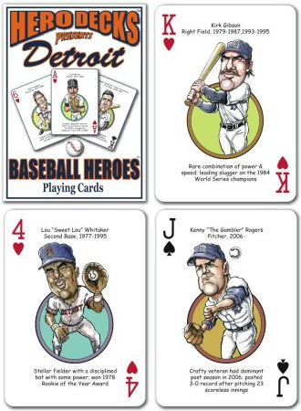 Detroit Tigers baseball heroes playing cards