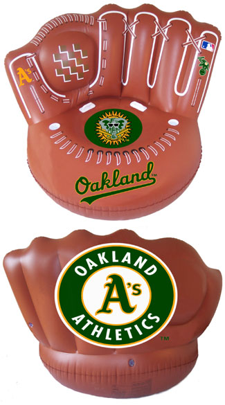 Oakland A's inflatable glove chairs