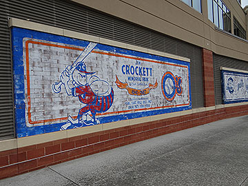 Past Charlotte ballpark artwork on BB&T Ballpark exterior