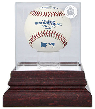 A's single baseball antique mahogany display case