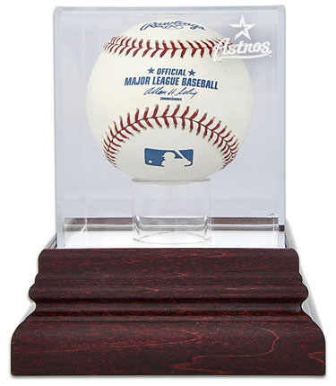 Astros single baseball antique mahogany display case