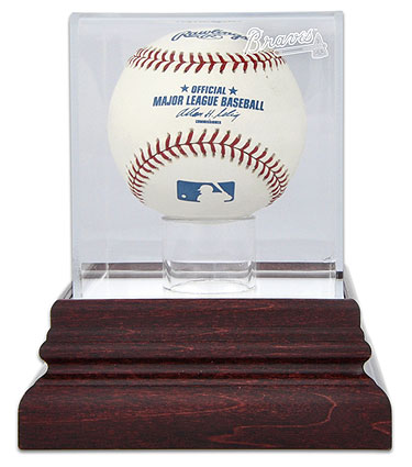 Braves single baseball antique mahogany display case