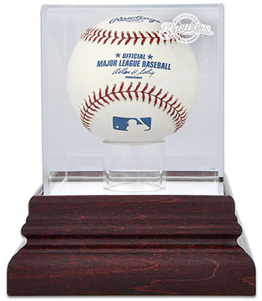 Brewers single baseball antique mahogany display case