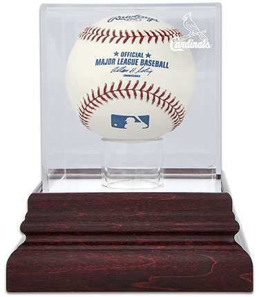 Cardinals single baseball antique mahogany display case