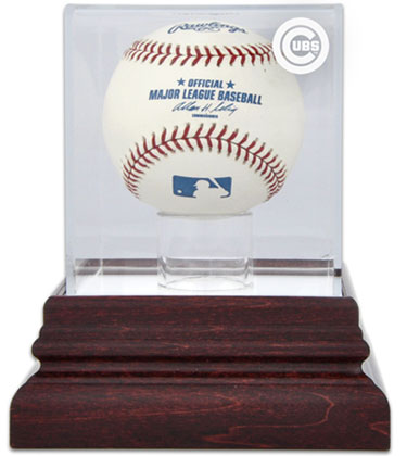 Cubs single baseball antique mahogany display case