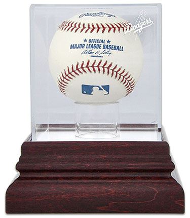 Dodgers single baseball antique mahogany display case