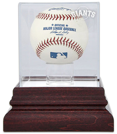 Giants single baseball antique mahogany display case
