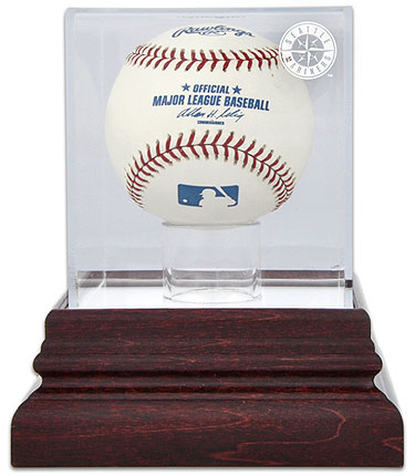 Mariners single baseball antique mahogany display case