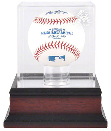 Marlins single baseball antique mahogany display case