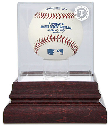 Rangers single baseball antique mahogany display case