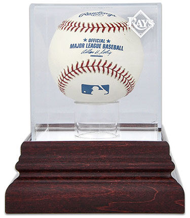 Rays single baseball antique mahogany display case
