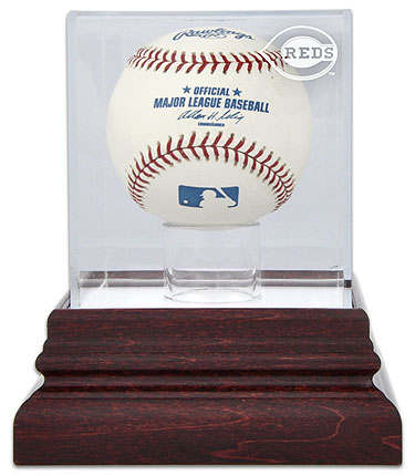 Reds single baseball antique mahogany display case