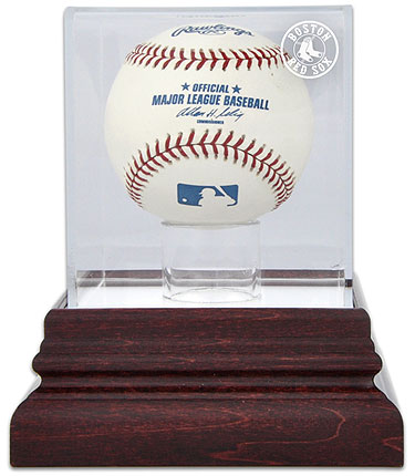 Red Sox single baseball antique mahogany display case
