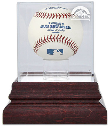 Rockies single baseball antique mahogany display case