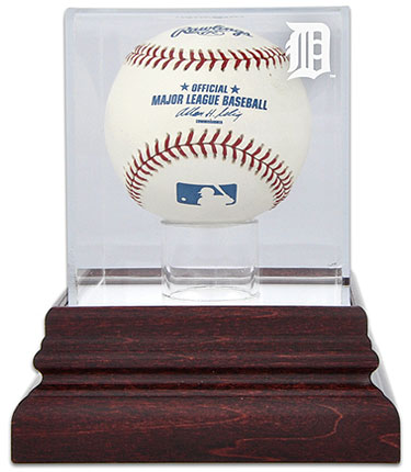 Tigers single baseball antique mahogany display case