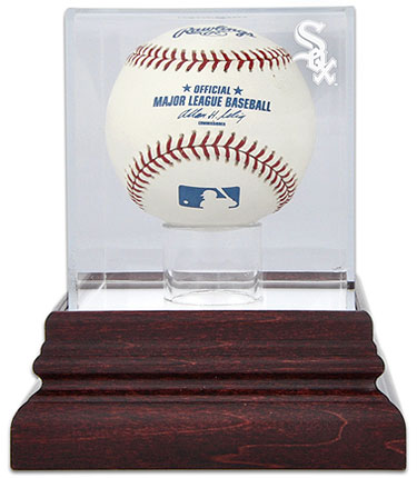 White Sox single baseball antique mahogany display case