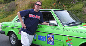 Joe Connor with the Mercedes from his 2006 Fuel of Dreams ballpark tour