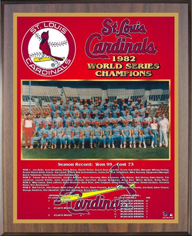 1982 St. Louis Cardinals World Champions Healy Plaque