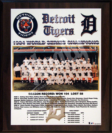1984 Detroit Tigers championship plaque