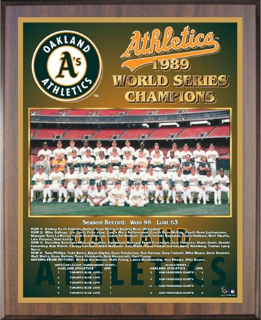 1989 Oakland A's championship plaque