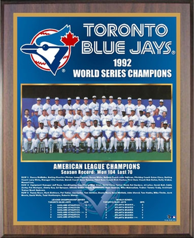 1992 Toronto Blue Jays championship plaque