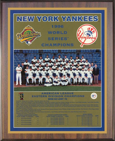 1996 New York Yankees championship plaque