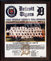 1984 Tigers World Champions Healy plaque