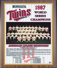1987 Twins World Champions Healy plaque