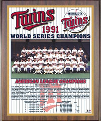 1991 Twins World Champions Healy plaque