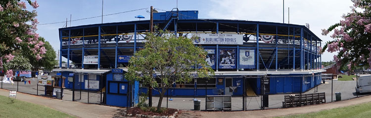 Burlington Athletic Stadium exterior and entrance