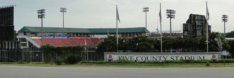 Sign outside of Five County Stadium