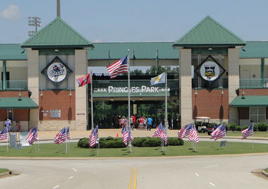 Exterior of the ballpark when it was called Pringles Park